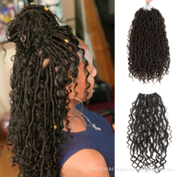 18inch Goddess Faux Locs Curly Crochet Braids Natural Synthetic Hair Extension For Women Locs New Style 24Stands/Pack
